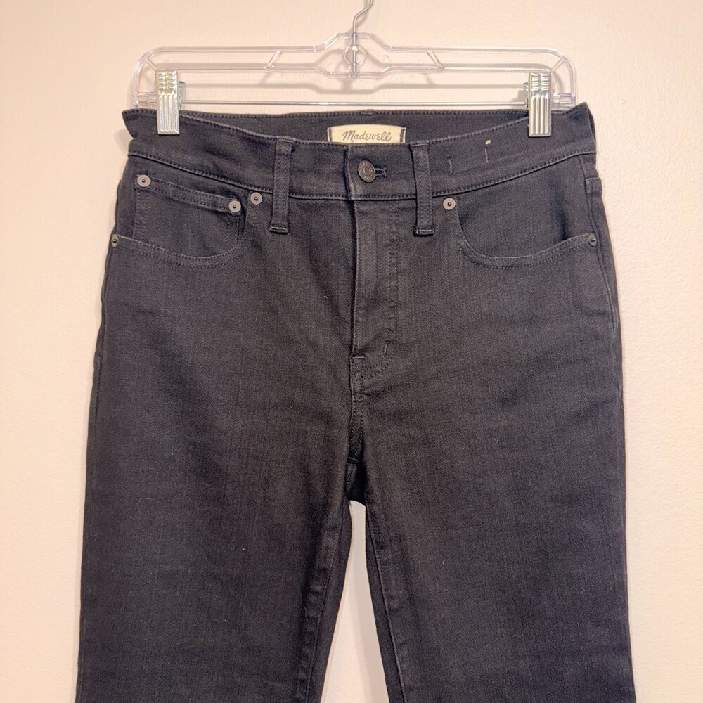 Madewell Mid-Rise Kick Out Crop Jeans 28P Black Magic Stretch Denim Petite - Picture 4 of 8